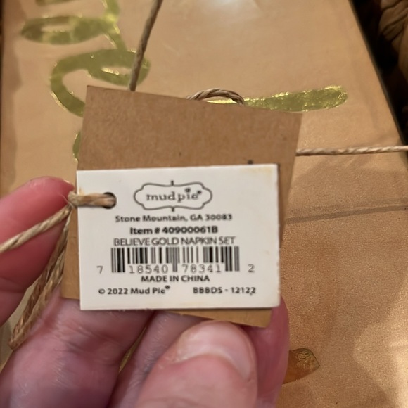 Mud Pie Believe Gold Guest Towel Basket Set/New In Package/NWT - Picture 5 of 7